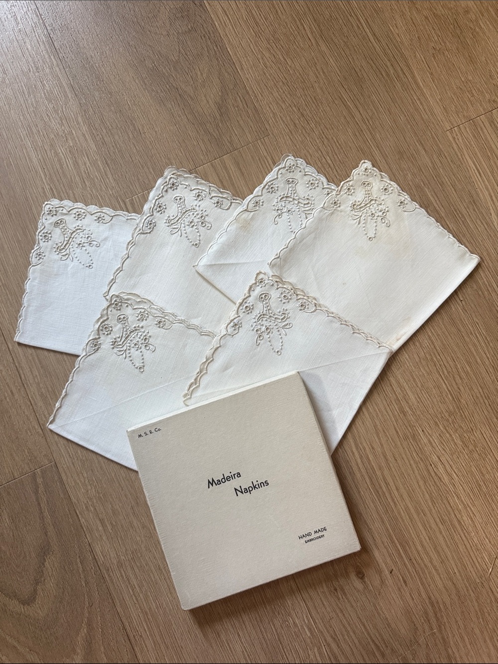 Madeira Napkins Set of White Embroidered Napkins